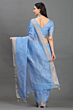 Handloom Plus Sky Elegance Handwoven Kota Linen Saree with Zari Border | Lightweight Breathable Summer Saree | Sky Blue