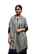 Linen Silk Stole | Teal & Grey