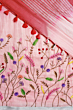 Linen Embroidery Saree Half & Half Design with Plain Border & Running Blouse - 100 Count Premium Linen