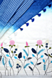 Linen Embroidery Saree Half & Half Design with Plain Border & Running Blouse - 100 Count Premium Linen
