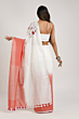 Linen Embroidery Saree Half & Half Design with Plain Border & Running Blouse - 100 Count Premium Linen
