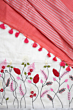 Linen Embroidery Saree Half & Half Design with Plain Border & Running Blouse - 100 Count Premium Linen
