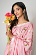 Linen Embroidery Saree Half & Half Design with Plain Border & Running Blouse - 100 Count Premium Linen