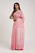 Linen Embroidery Saree Half & Half Design with Plain Border & Running Blouse - 100 Count Premium Linen