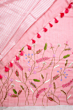 Linen Embroidery Saree Half & Half Design with Plain Border & Running Blouse - 100 Count Premium Linen