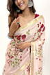 Silk Linen Saree with Embroidery Work & Blouse Piece - Premium Elegant Look