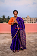 Purple Cement Pittala Single Cotton Saree