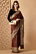 Pure Handloom Tussar Gicha Silk Saree - Madhubani Hand Painted