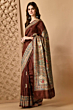 Pure Handloom Tussar Gicha Silk Saree - Madhubani Hand Painted