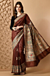 Pure Handloom Tussar Gicha Silk Saree - Madhubani Hand Painted