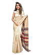 Golden Tussar Silk Saree with Multi Colour Stripes