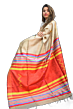 Multi Colour Striped Pallu Design Tassar Silk Saree