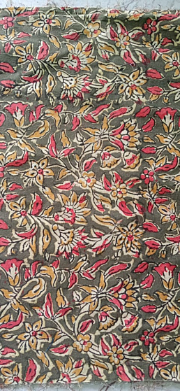 Kalamkari Hand Block Print Cotton Cambric Fabric - Multicolor84