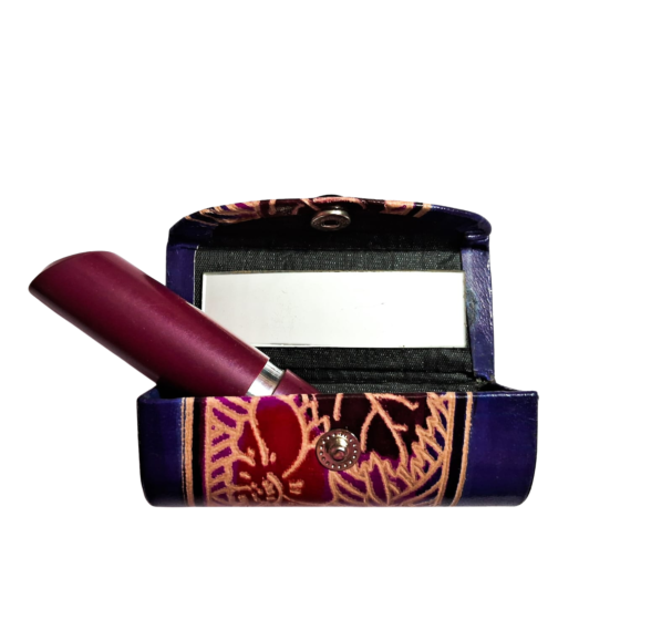 Handcrafted Leather Lipstick Case with Mirror
