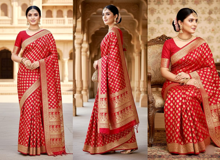 Pure Banarasi Handloom Katan Silk Saree | Red