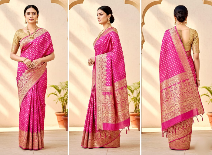 Pure Handloom Banarasi Katan Silk | Pink