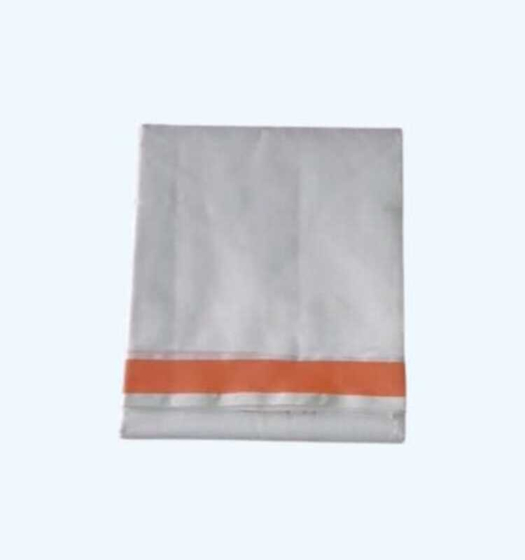 Plain Cream Dhothi with Orange border | Cotton