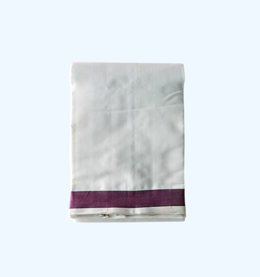 Plain Cream  with Maroon Border Angavastram | Cotton 