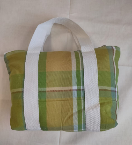 Cotton Ladies Handbag Green Check 1