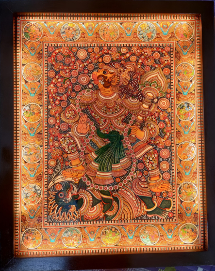Hanumantha Raya Leather Painting | 3 x 3.9 Feet