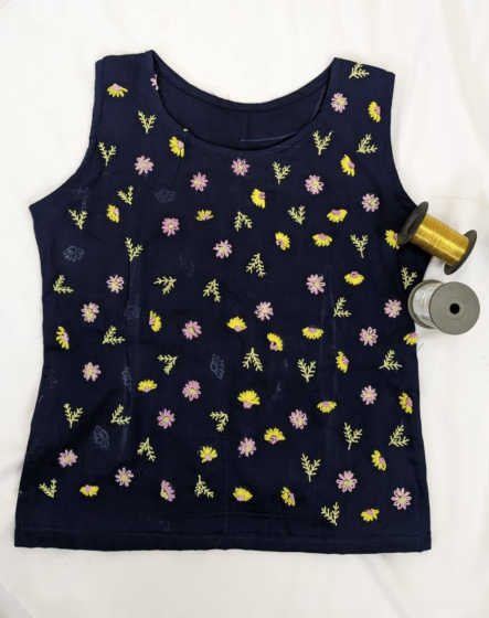 Spring Overall Embroidered Top