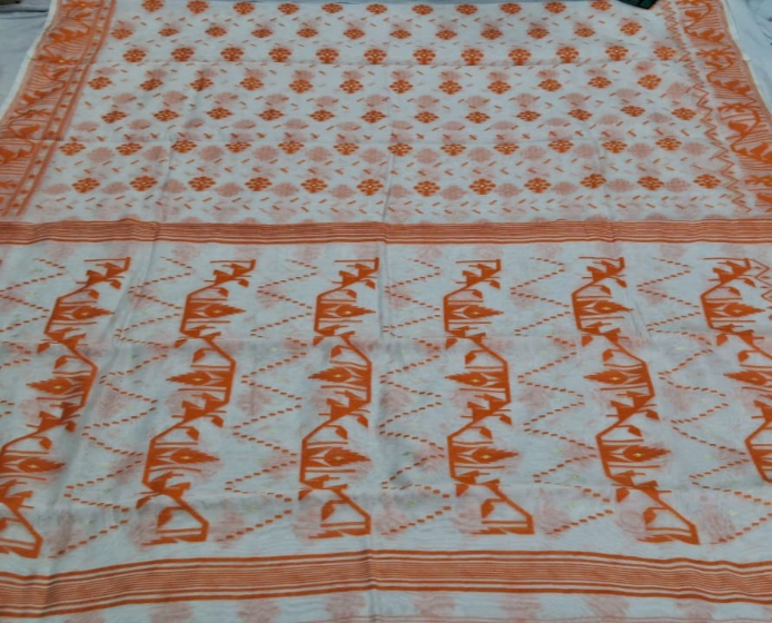 Bengal Soft Cotton Saree-Orange