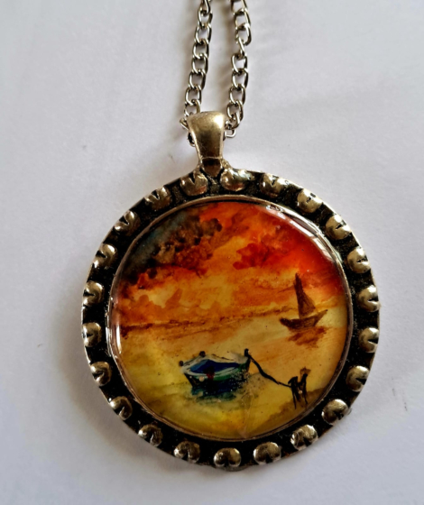 Hand Painted Pendant - Sun Set