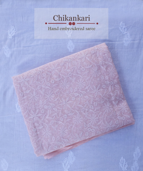 Kota Cotton Saree peach and white