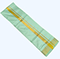 Pure Silk Dhothi  - Wide Stripe with Golden zari   | Green | AT 238