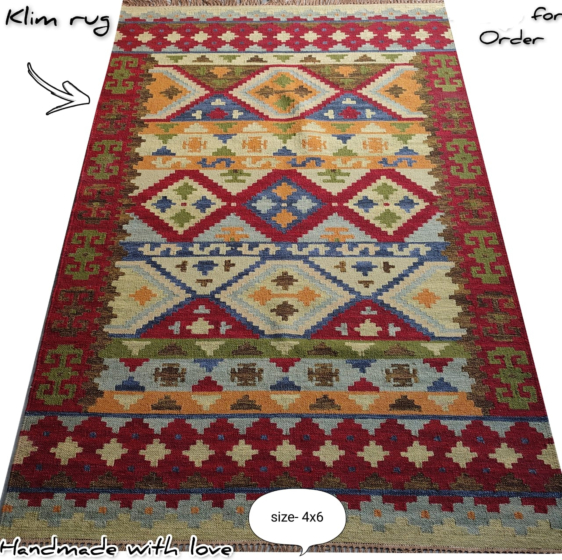 Handmade Cotton-Wool Klim Rug | 4x6 Feet