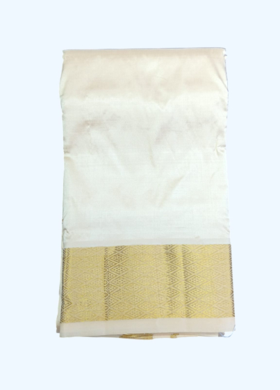 Sandal Color Dhothi with Big Diamond zari border 