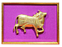 Brass Single Cow With Framed