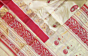 Bengal Red-Gold Floral Buta Striped Mulberry Silk Saree