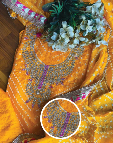 Bandhani Gotta Patti Suit Set with Dupatta