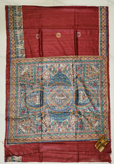 Tussar gheecha silk saree