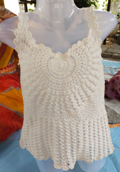 Handwoven Crochet Top | Off White