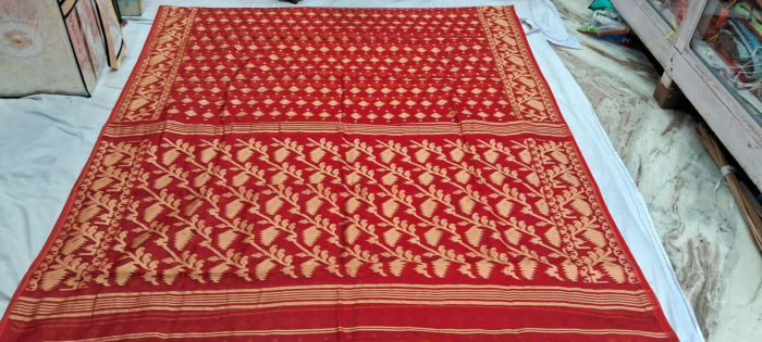 Bengal Cotton Traditional Saree-Red
