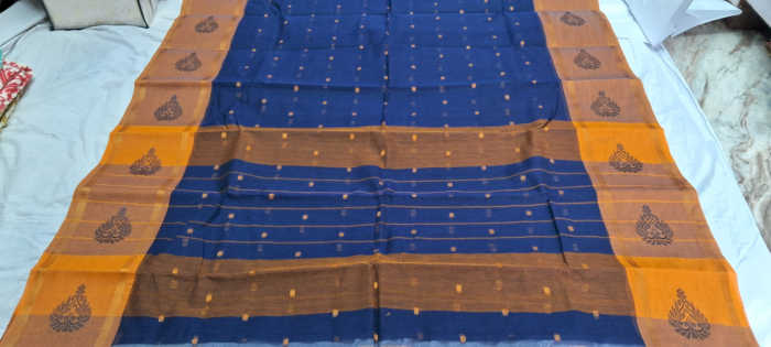 Bengal Soft Cotton Saree-Blue