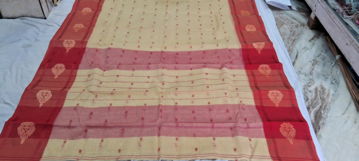 Bengal Soft Cotton Saree-Cream