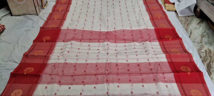Bengal Soft Cotton Saree-WHITE