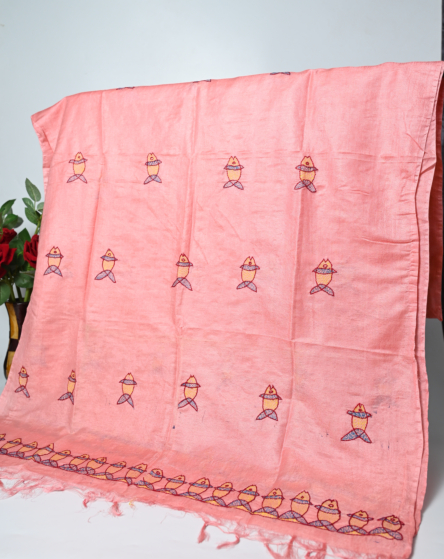 Aapan kala Women Pink Silk Dupatta