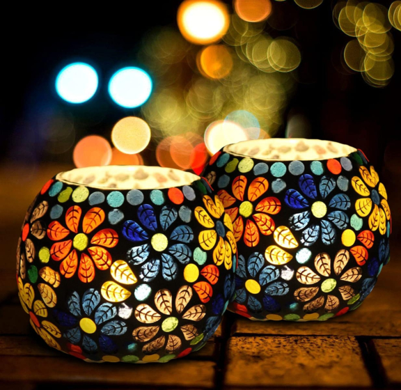 Glass Mosaic Tea Light Candle Holder