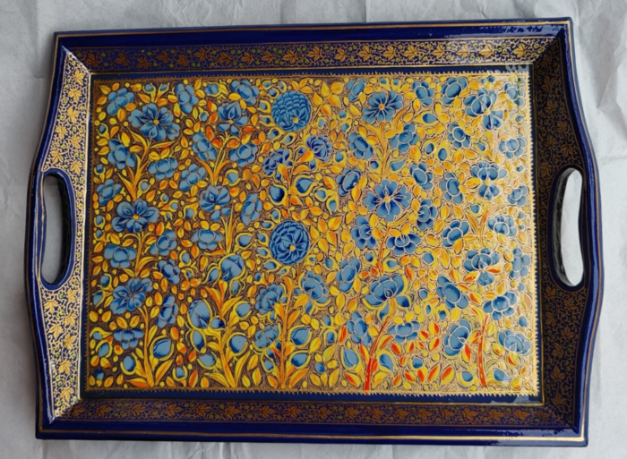 Handcrafted Kashmiri Wooden Serving Tray I Multicolour