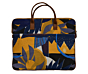 Premium Leather and Fabric Laptop Bag | Floral Print | Blue
