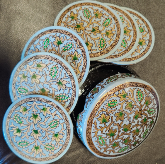 Chinar Design Paper Mache Coaster Set of 6