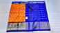 Pure Pochampally Ikat Pattu Handloom Saree in Orange & Royal Blue