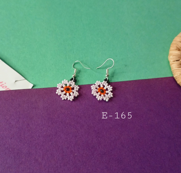 Handmade Floral Glass Bead Earrings