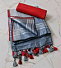 Grey Linen Cotton Saree with Silver Zari Border
