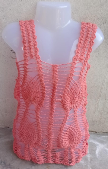 Handwoevn Crochet Top | Peach