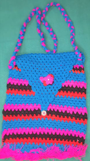 Handcrafted Woolen Purse - Blue